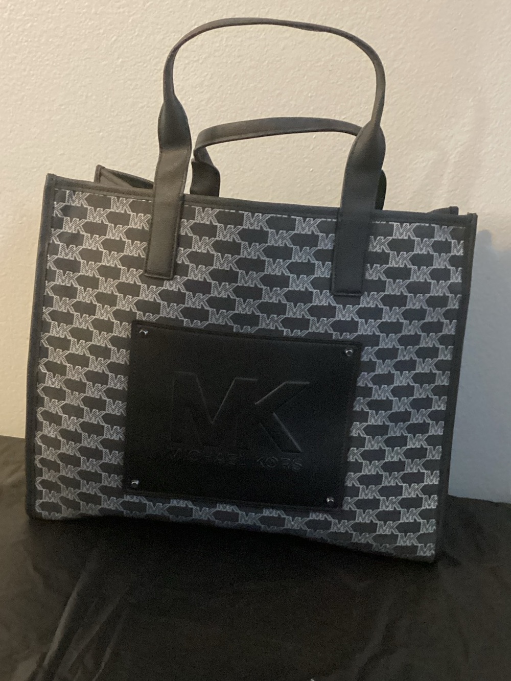 Michael Kors Black Gray MK Logo Tote